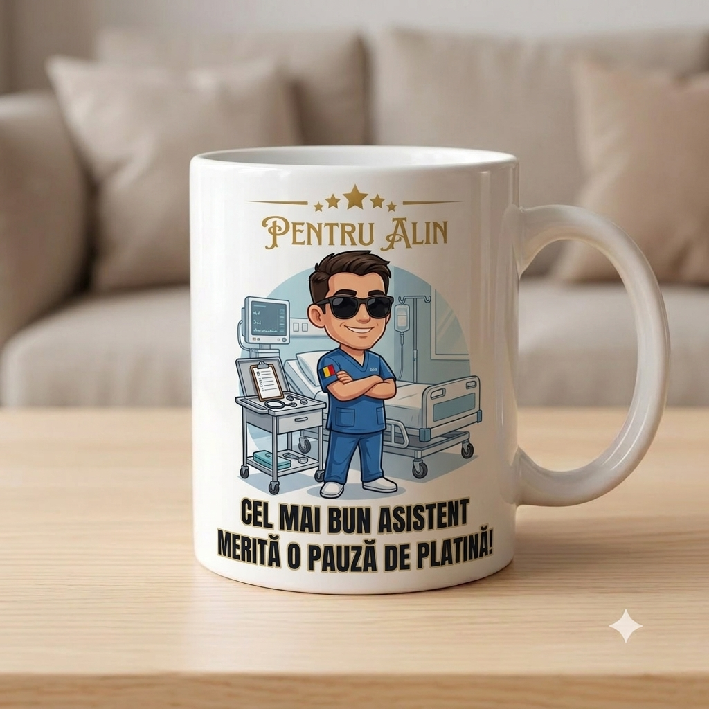 Cană Personalizată cu Poză și Mesaj — Cadou Asistent medical - ArtisimoGifts