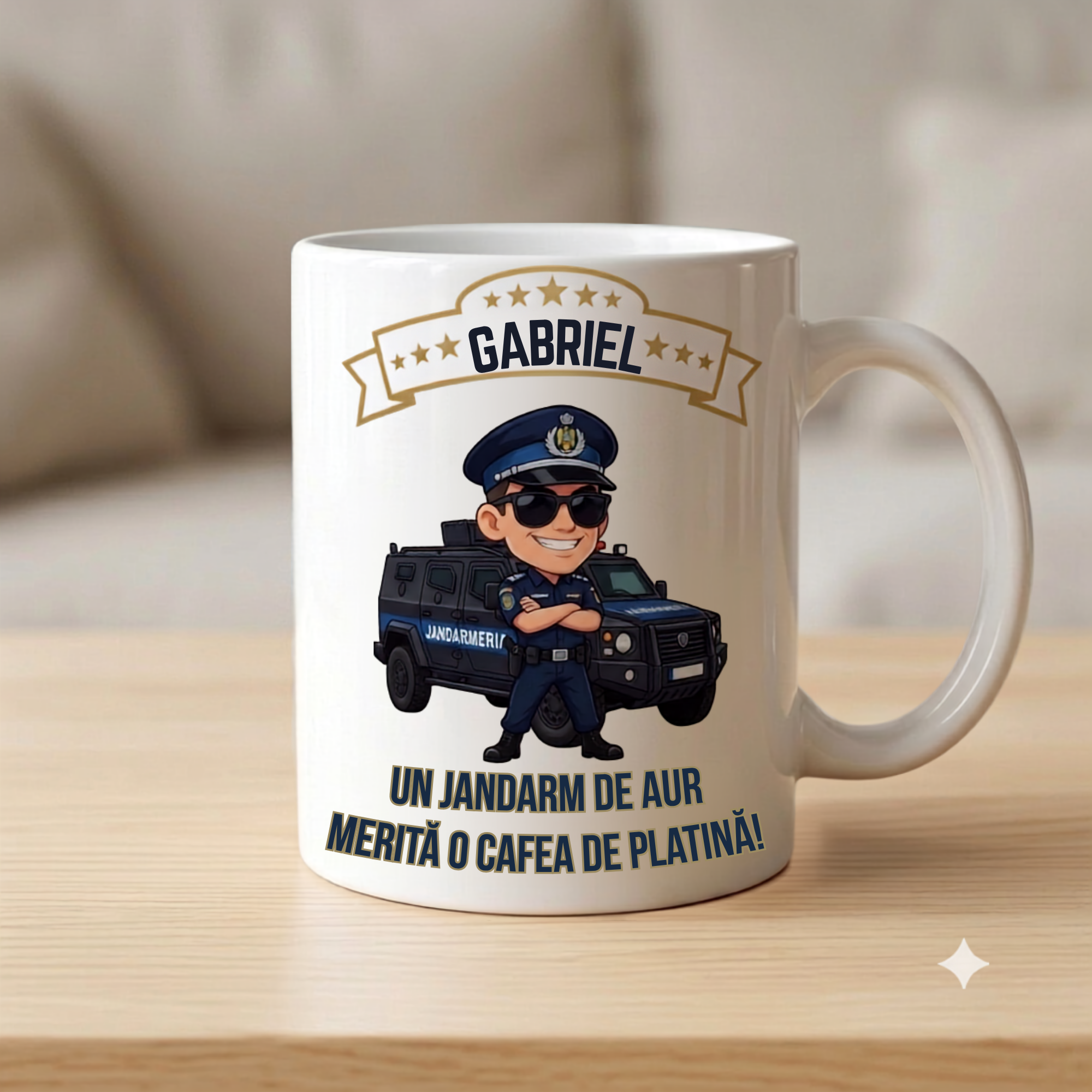 Cană Personalizată cu Poză și Mesaj — Cadou Jandarm - ArtisimoGifts