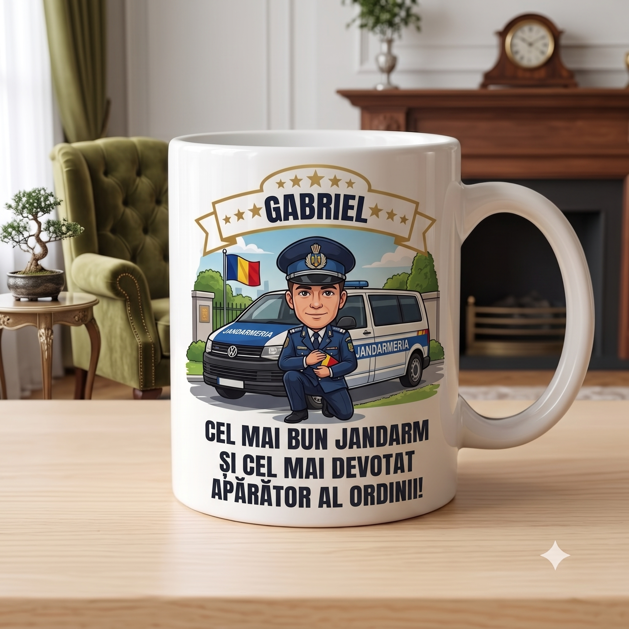 Cană Personalizată cu Poză și Mesaj — Cadou Jandarmerie - ArtisimoGifts