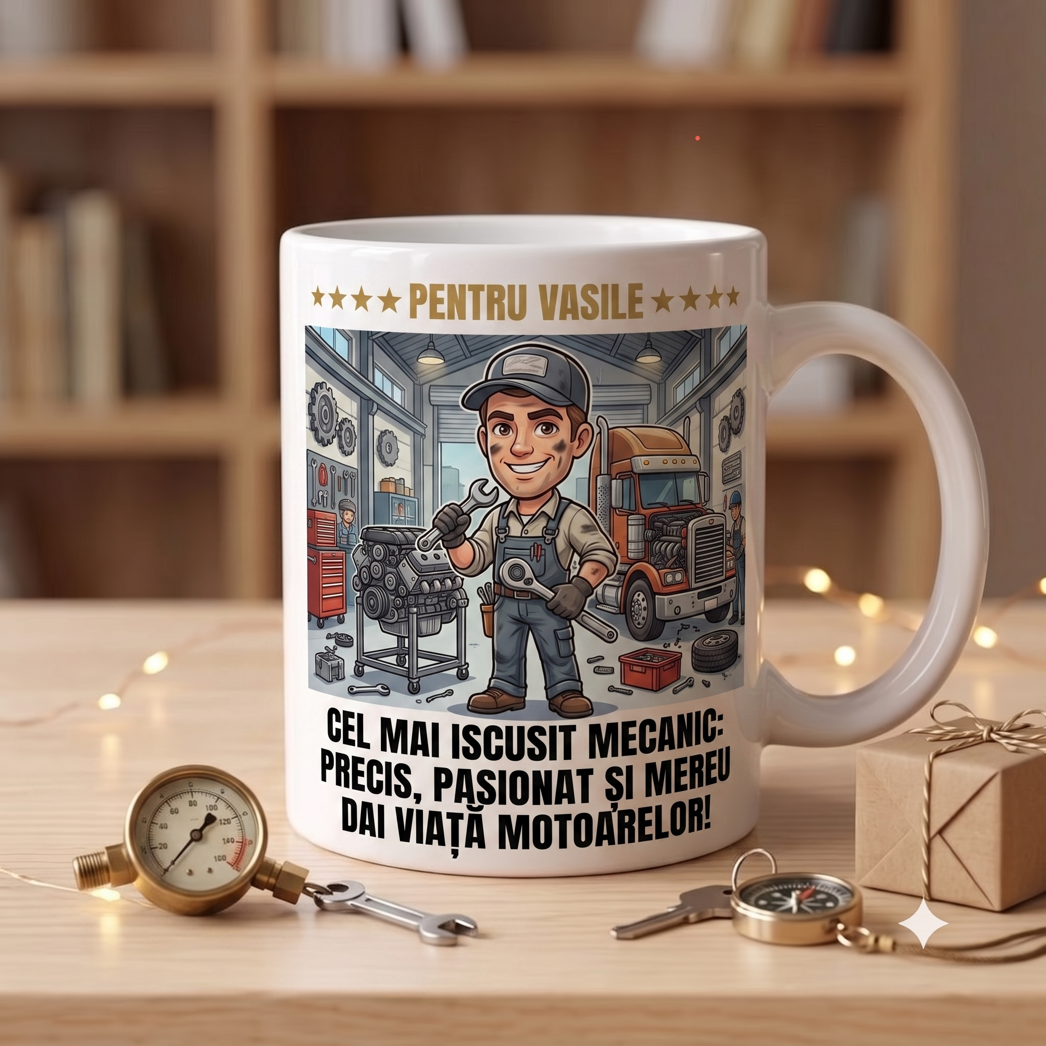 Cană Personalizată cu Poză și Mesaj — Cadou Mecanic - ArtisimoGifts