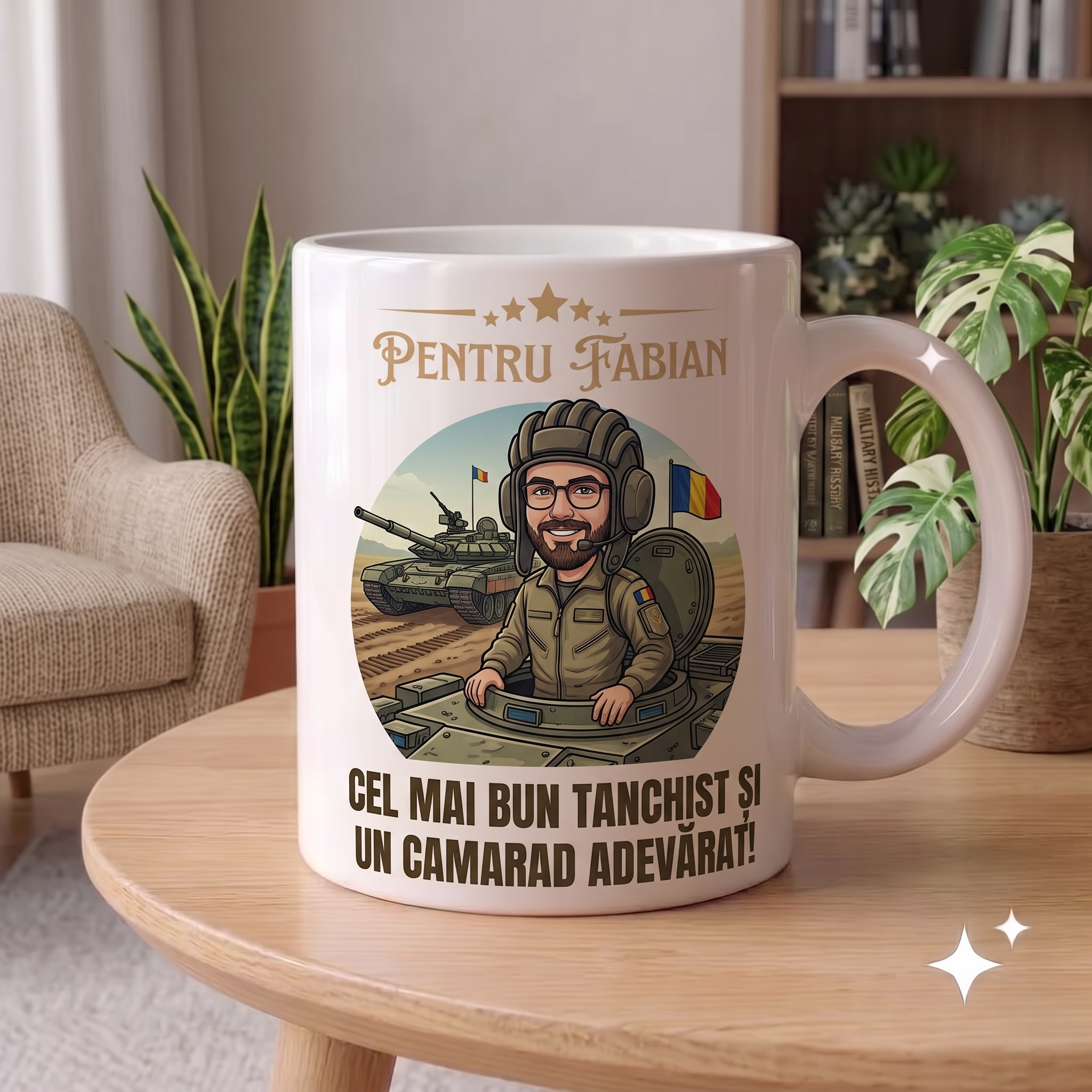 Cană Personalizată cu Poză și Mesaj — Cadou Militar Tanchist MAPN - ArtisimoGifts