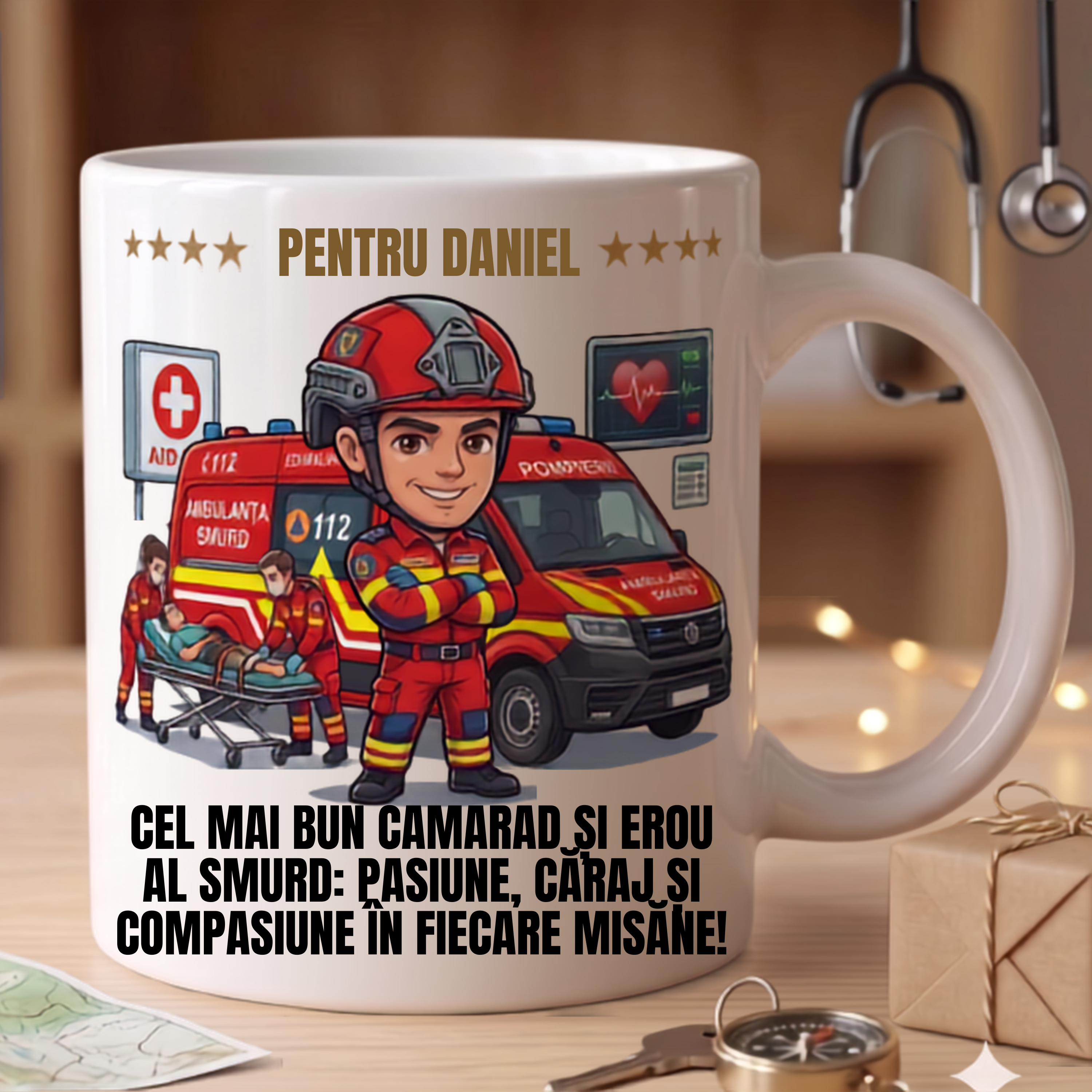 Cană Personalizată cu Poză și Mesaj — Cadou Paramedic ISU Pompier - ArtisimoGifts