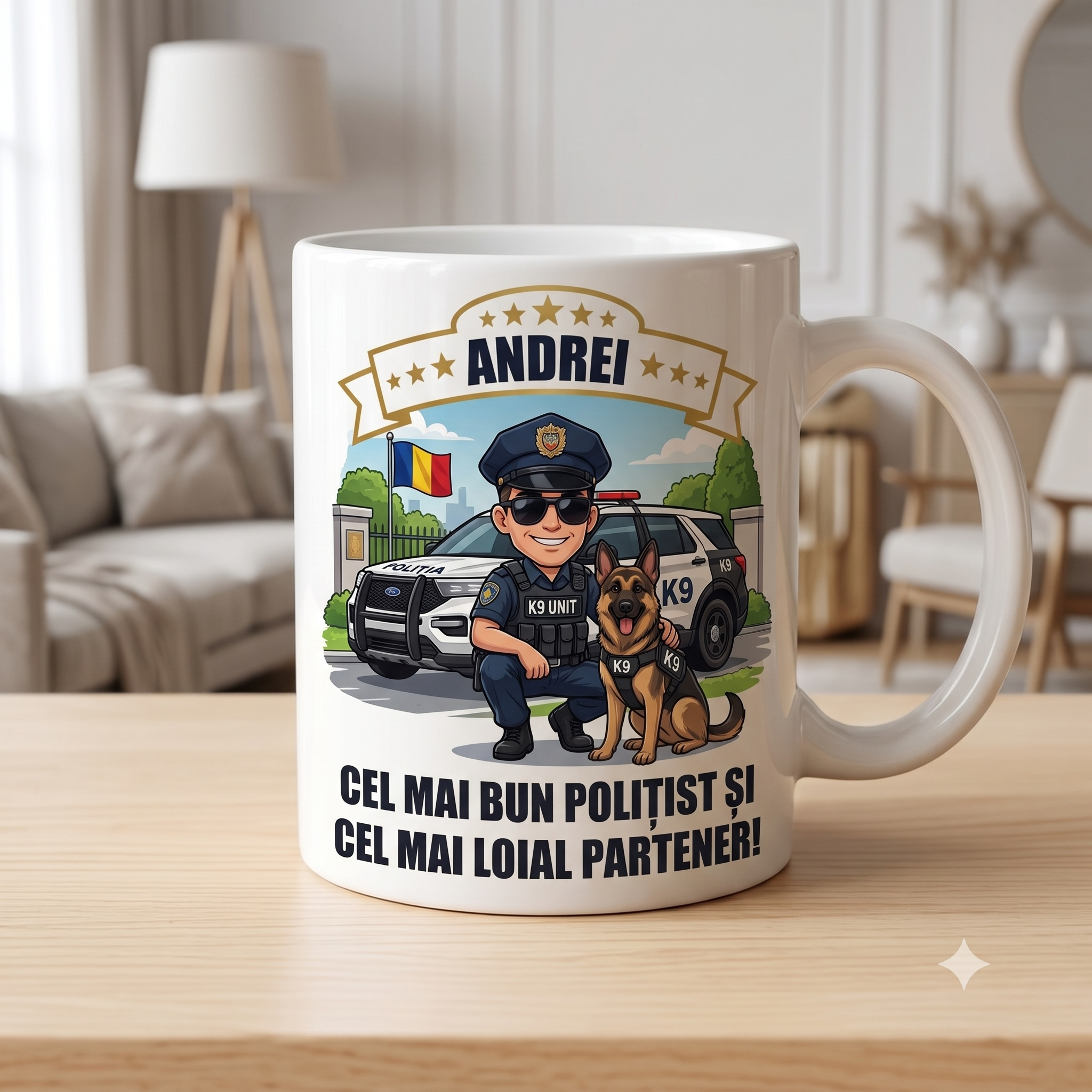 Cană Personalizată cu Poză și Mesaj — Cadou Politia Animalelor - ArtisimoGifts