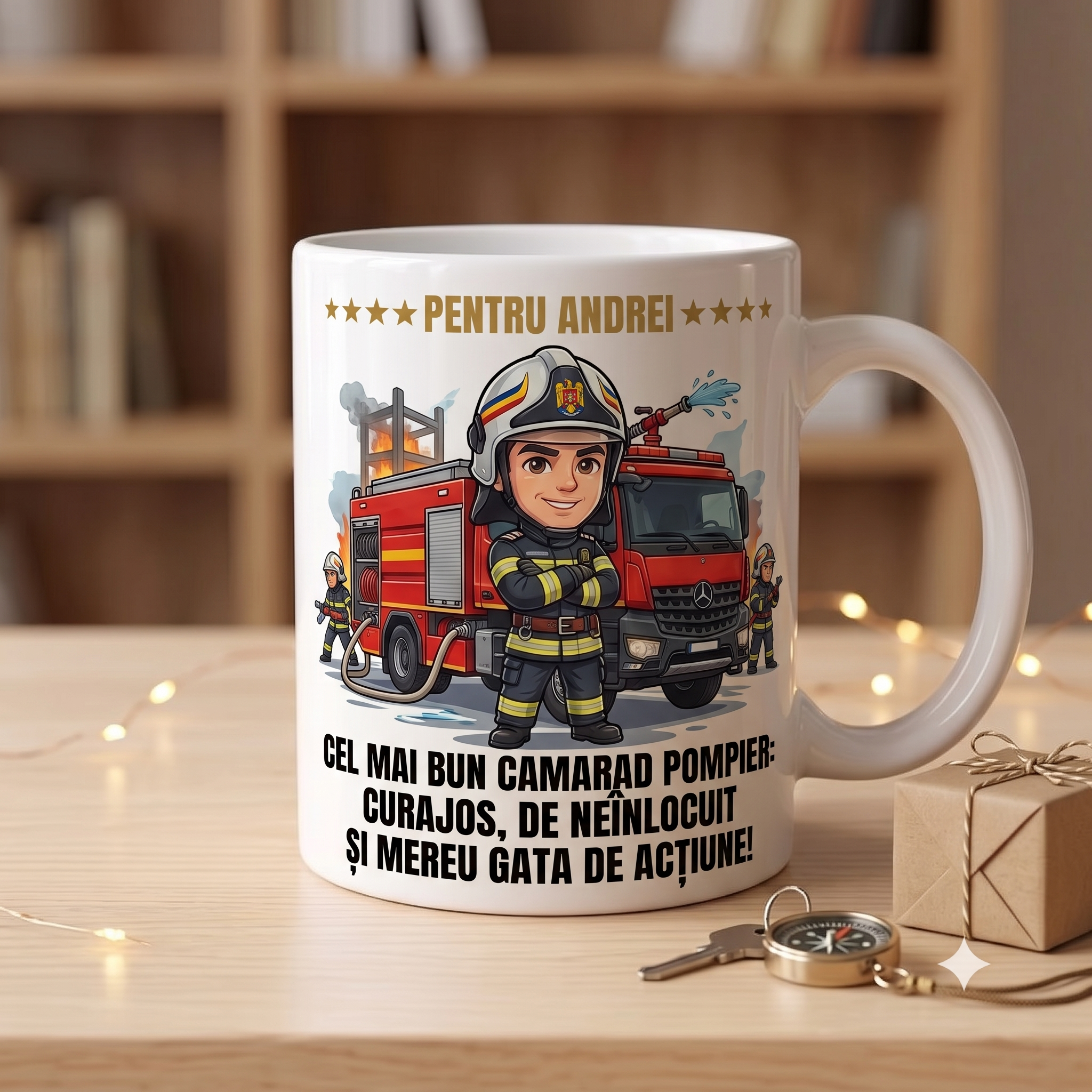 Cană Personalizată cu Poză și Mesaj — Cadou Pompier - ArtisimoGifts