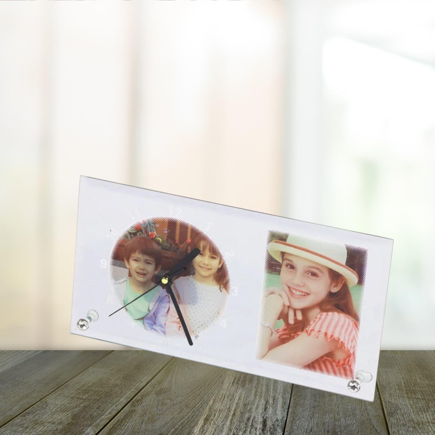 Ceas sticla personalizat Drepthungi cu 2 poze - ArtisimoGifts