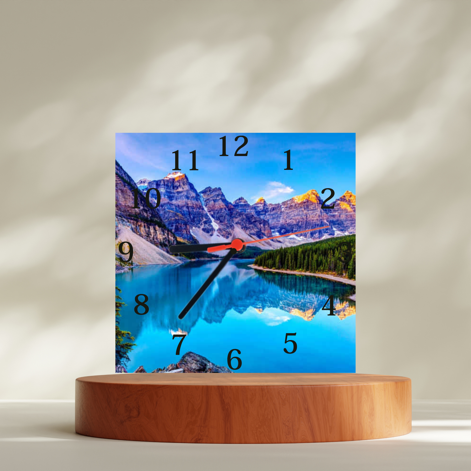 Ceas sticla personalizat patrat 20cm Model Munte 2 - ArtisimoGifts