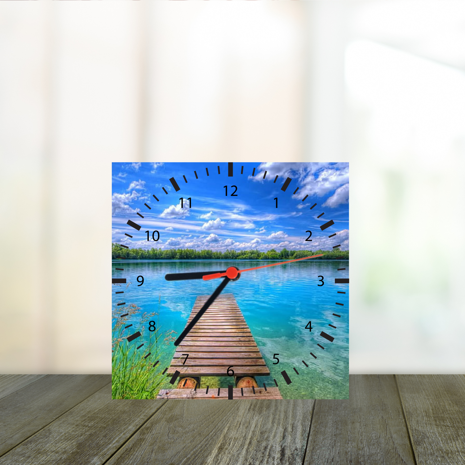 Ceas sticla personalizat patrat 20cm Model Ponton - ArtisimoGifts