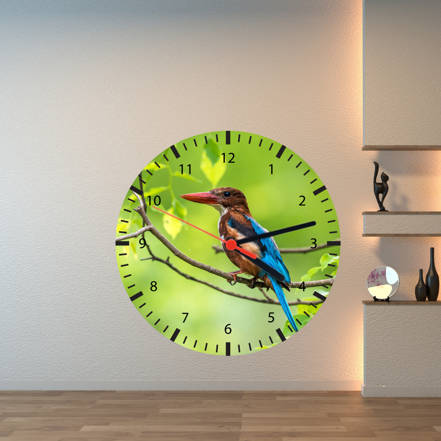 Ceas sticla personalizat rotund 20cm Model Pasare - ArtisimoGifts