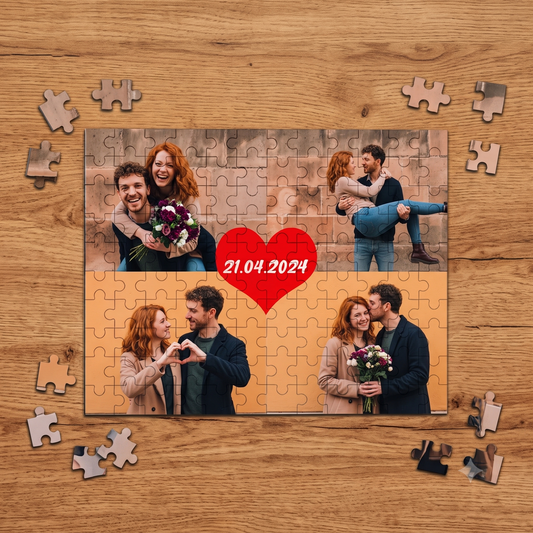 Puzzle Personalizat cu Colaj 4 Poze și Data - ArtisimoGifts