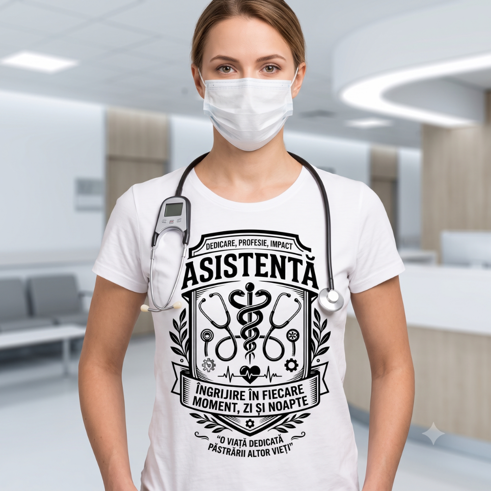 Tricou Personalizat cu Mesaj — Cadou pentru Asistenta Medicala