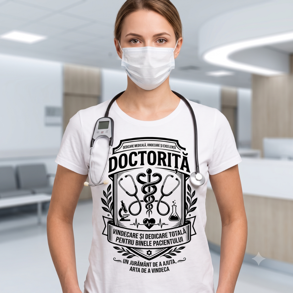 Tricou Personalizat cu Mesaj — Cadou pentru Doctorita medicala