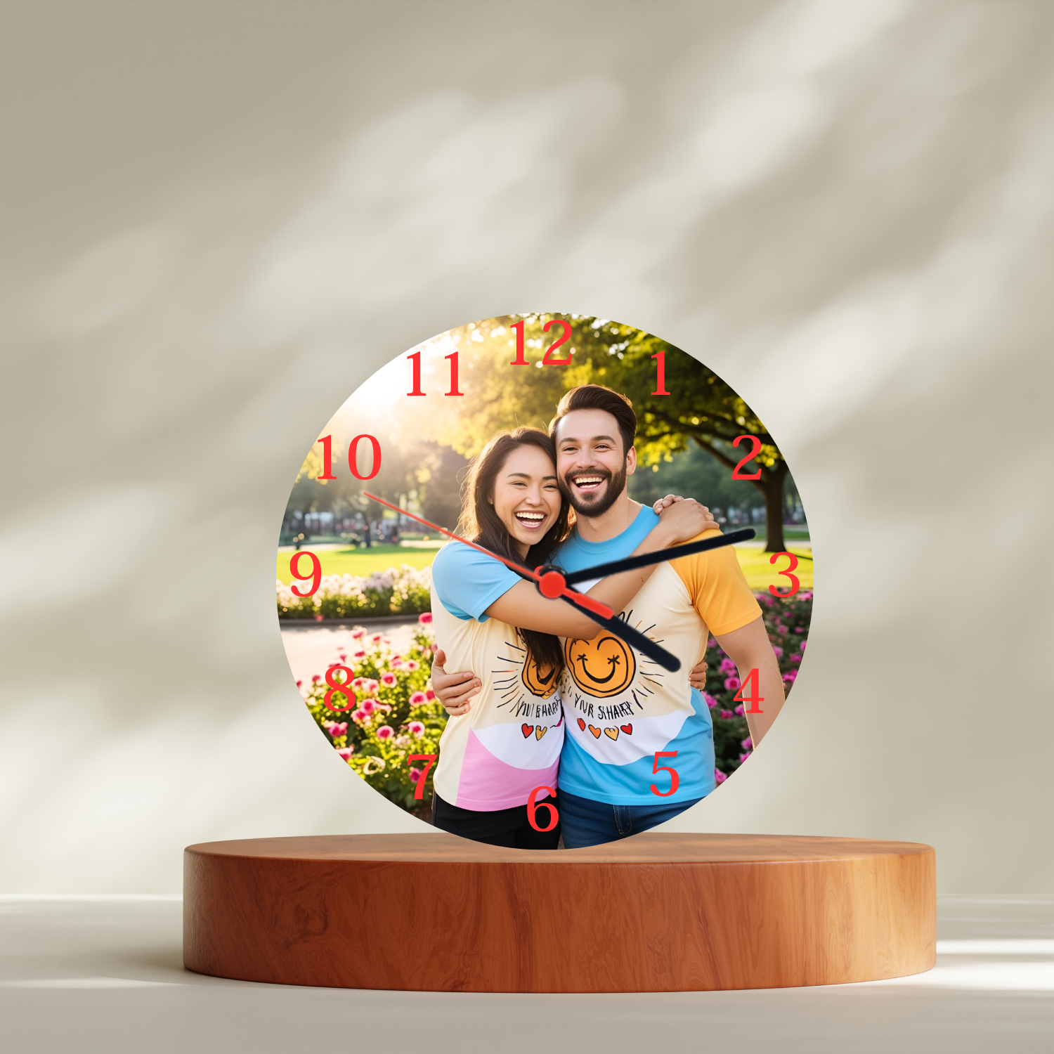 Ceas sticla personalizat rotund 20cm Cu poza si text - ArtisimoGifts