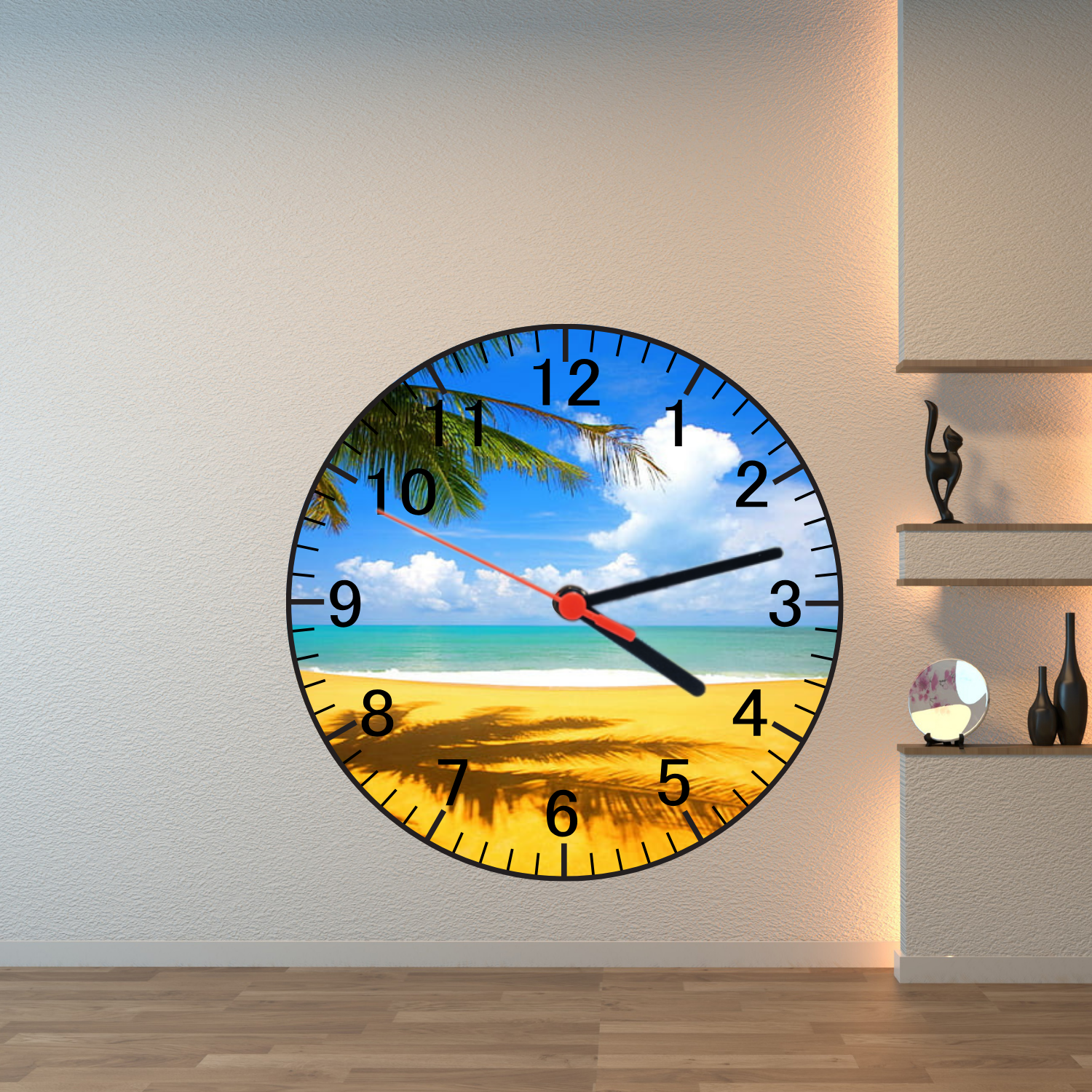 Ceas sticla personalizat rotund 20cm Plaja - ArtisimoGifts